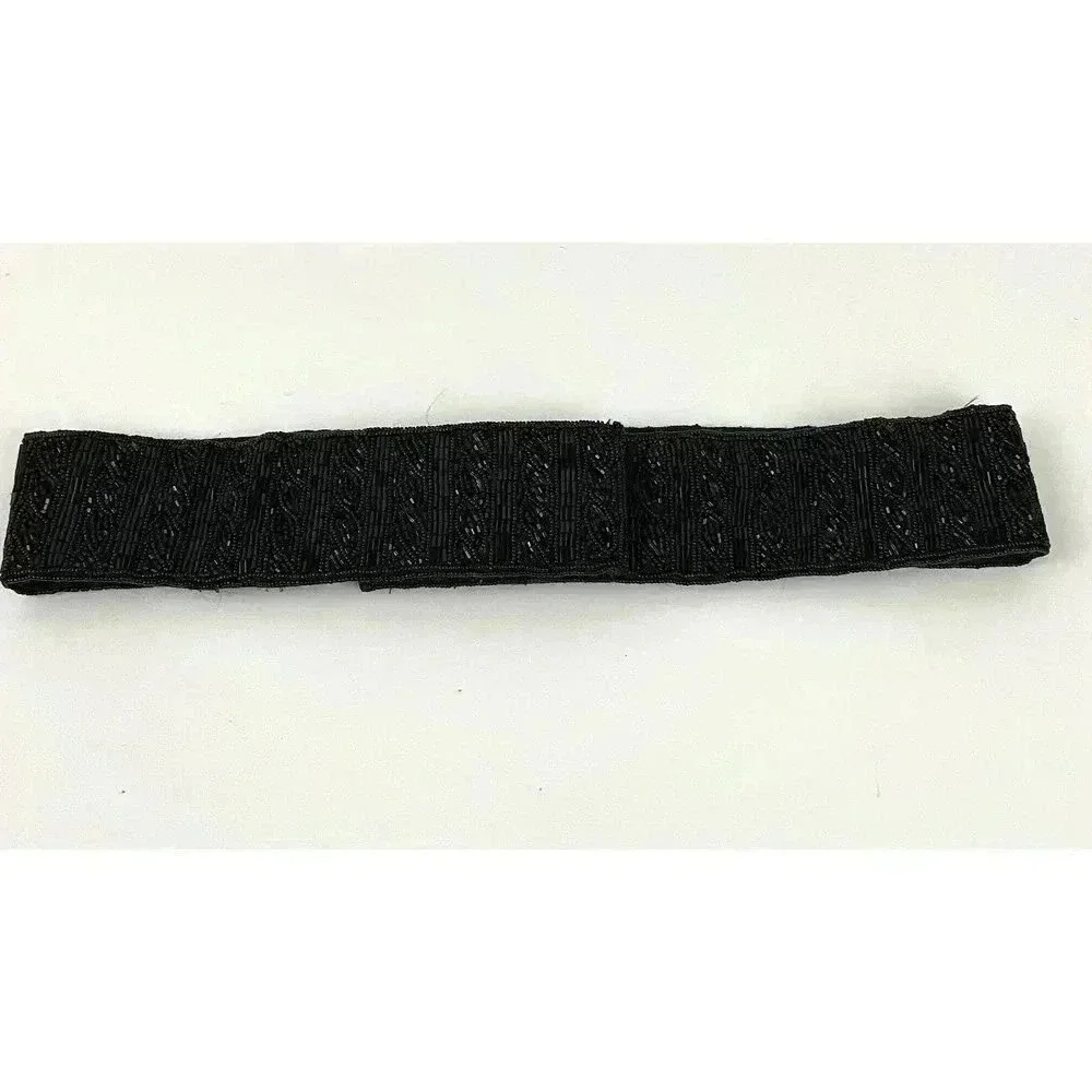 Talbots Black Beaded Belt 29” Women’s‎ Hook & Loop Closure MEDIUM